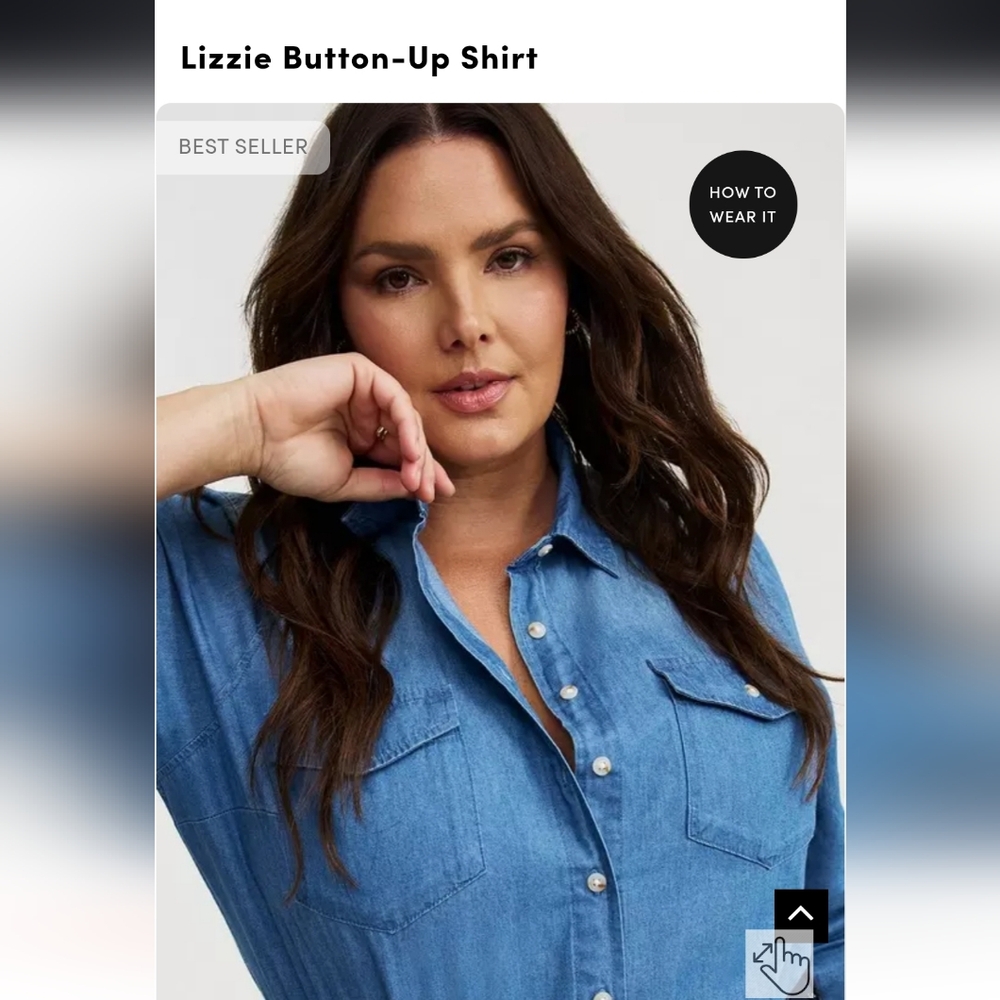 Torrid Blue Button Down Shirt - Picture 2 of 4